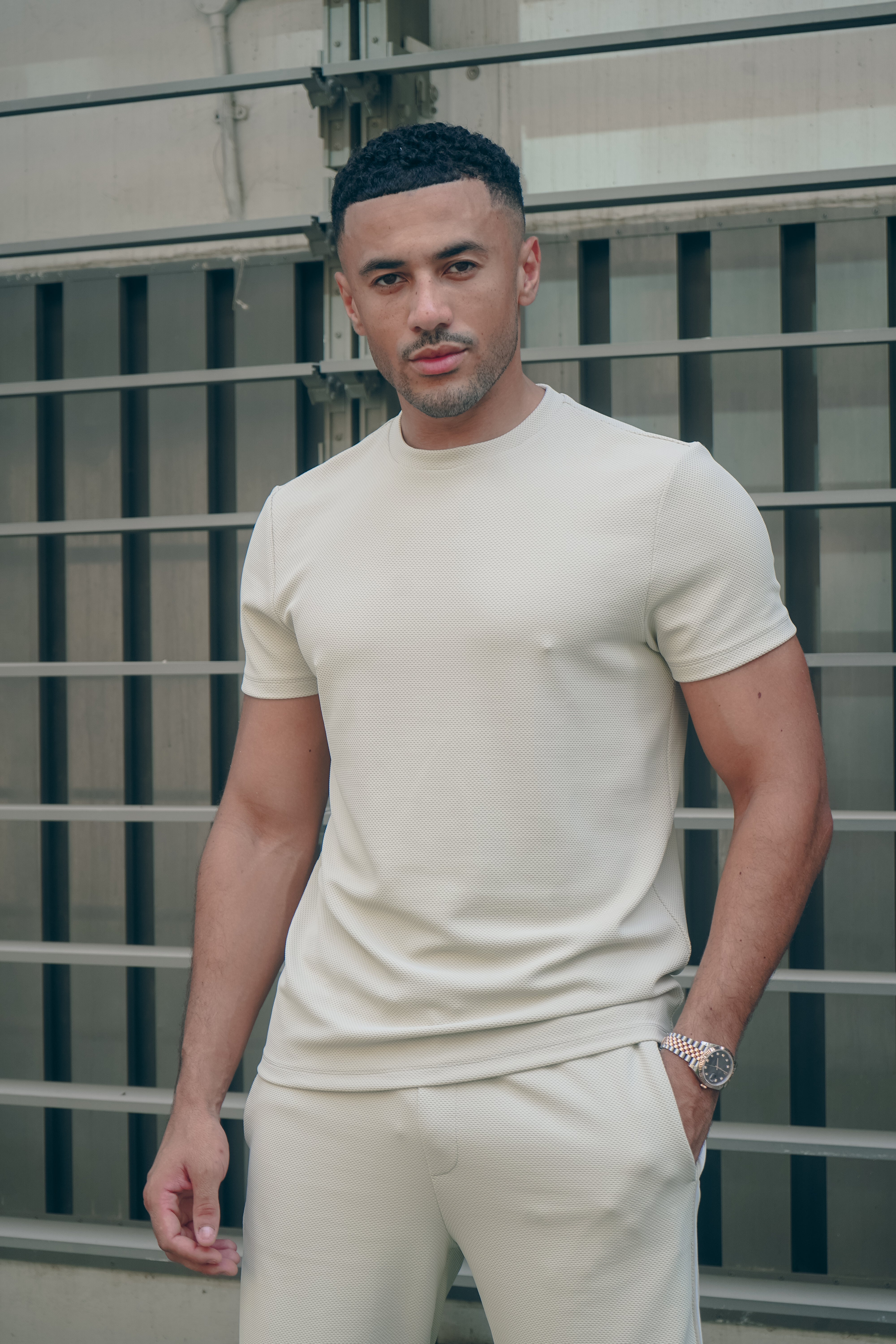 CAPO Textured Light Beige T-Shirt